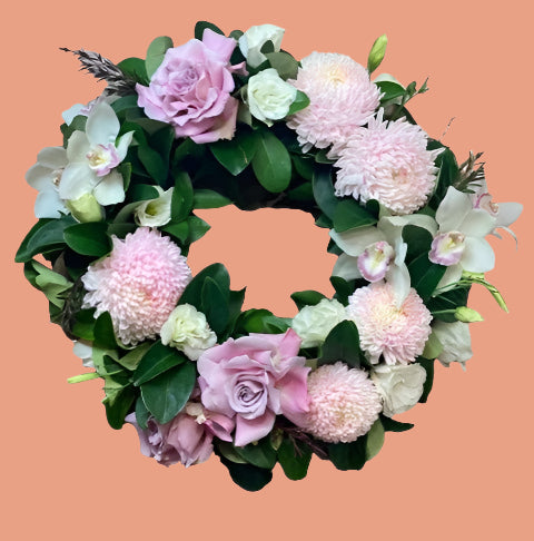 Pink flower wreath