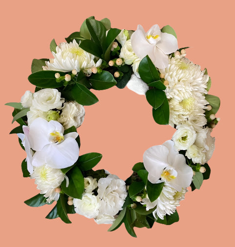 White flower wreath